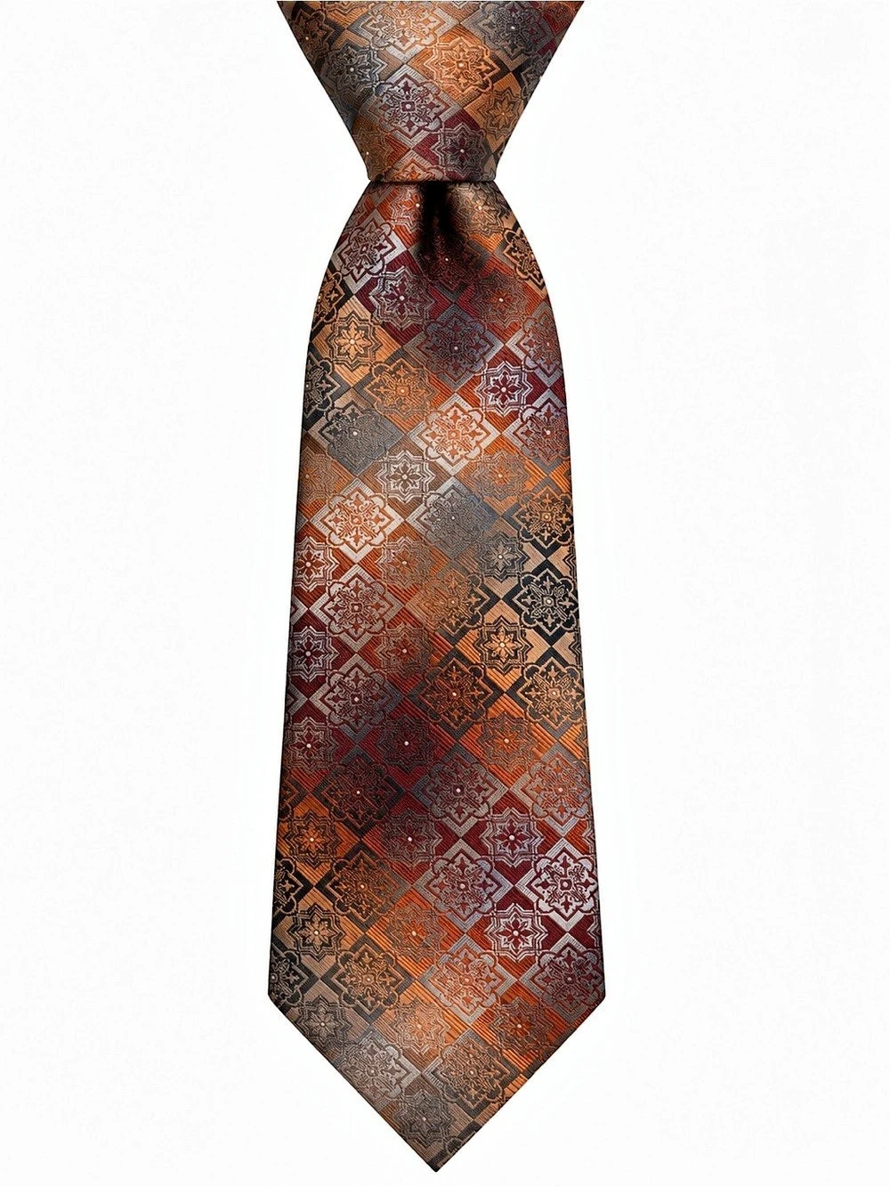 Van Heusen Men's Silk Geometric Tie Brown & Orange